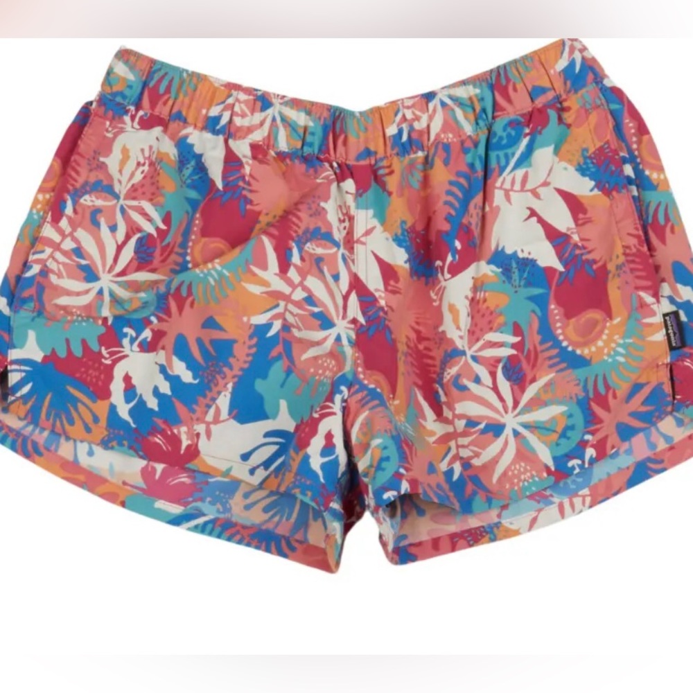 Patagonia Barely Baggies Shorts womens M Reef Pink Nylon pockets DWR Beach